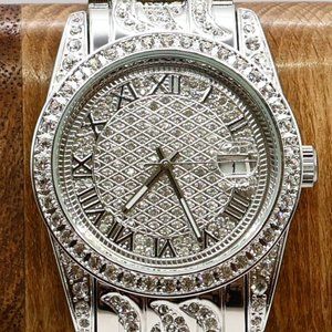 Unisex Croton Diamond Crystal Watch- Very shiny and very Glitzy - w/extra links